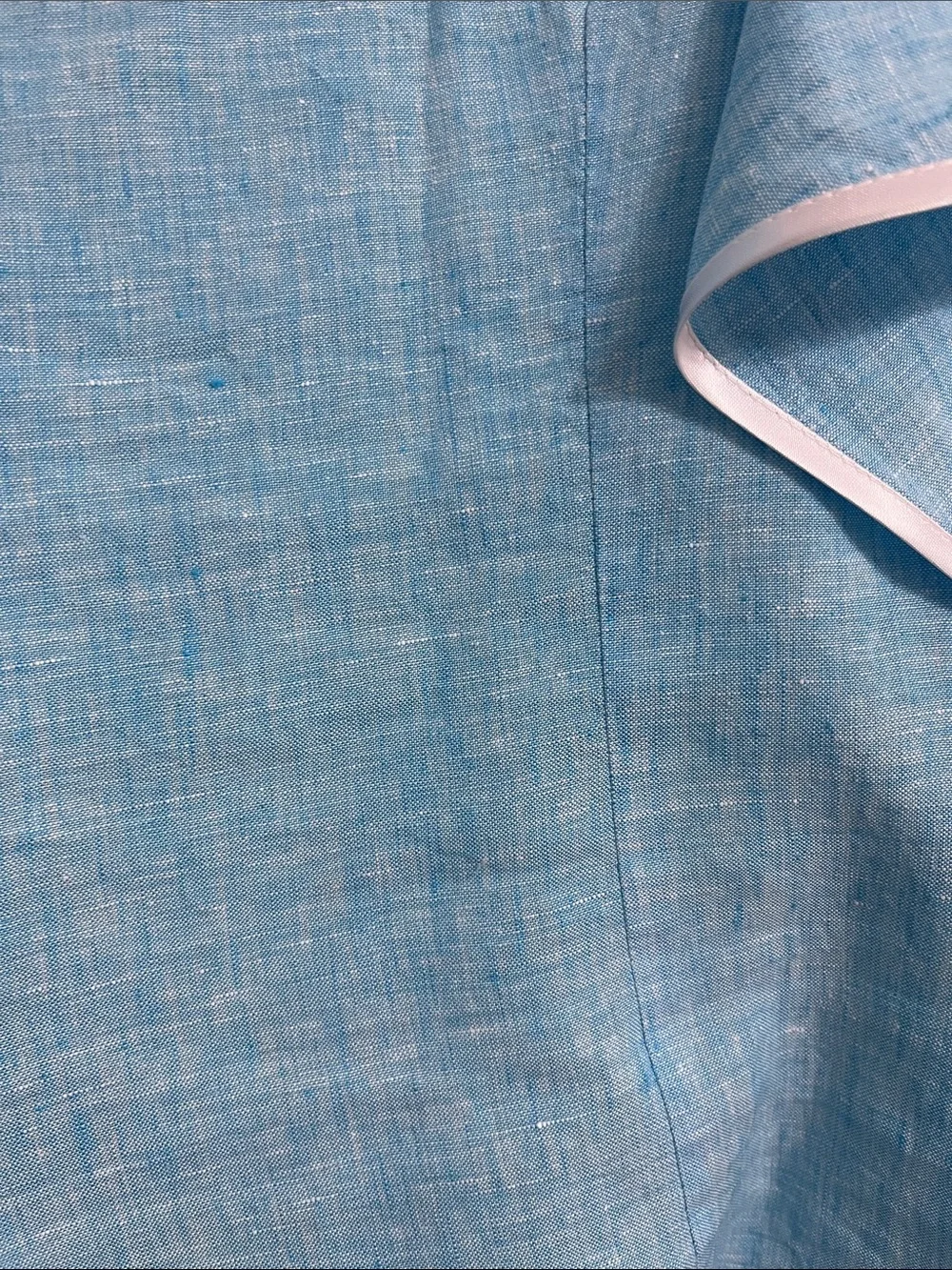 Sky Blue Linen Flutter-Sleeve Blouse - Picture 4 of 7